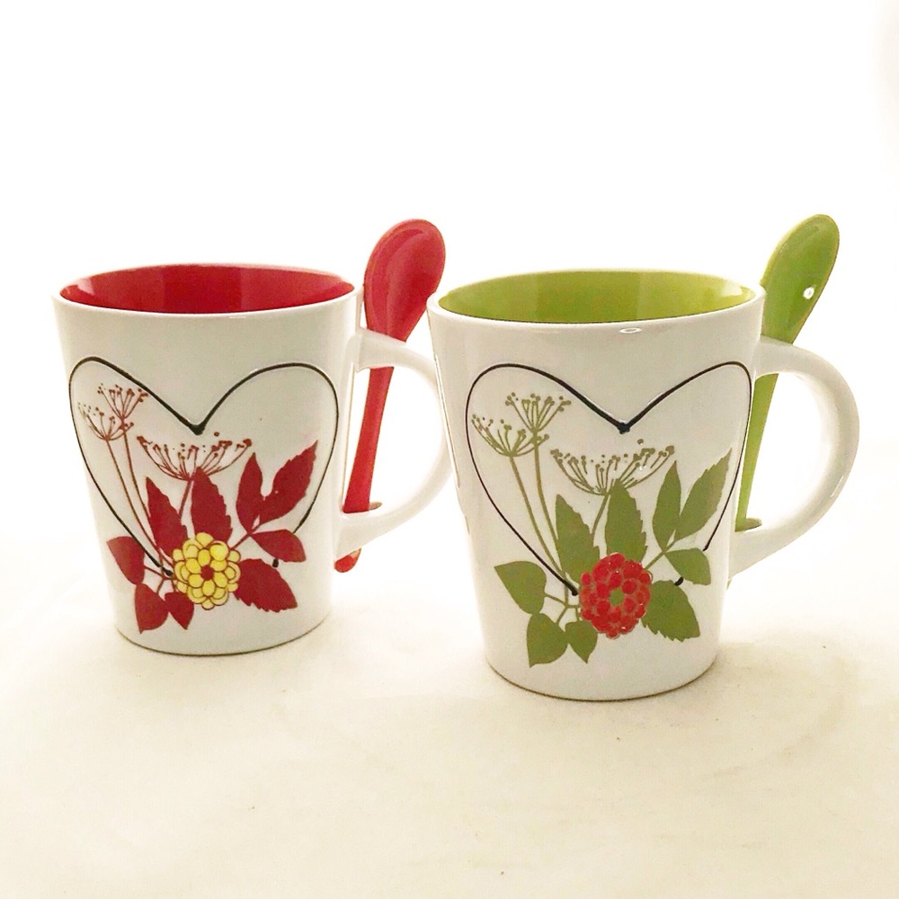 Monet Porcelain 2 Mug 2 Spoon Set New In Box